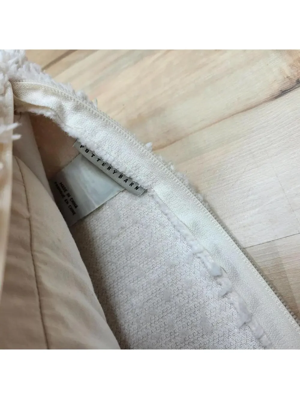 Pottery Barn Plush Faux Fur Cover 24 x 24 Inch Pillow PB Feather Pillow Insert